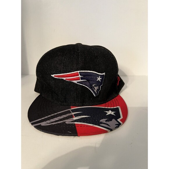 New England Patriots New Era Fits SnapBack Hat Wool Blend NFL All Over Denim - Picture 1 of 7